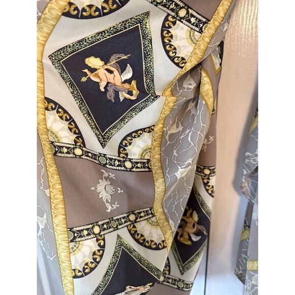 English Eccentrics 100% Silk Scarf With Cherub & Baroque Pattern In Neutral Tone - Picture 3 of 5